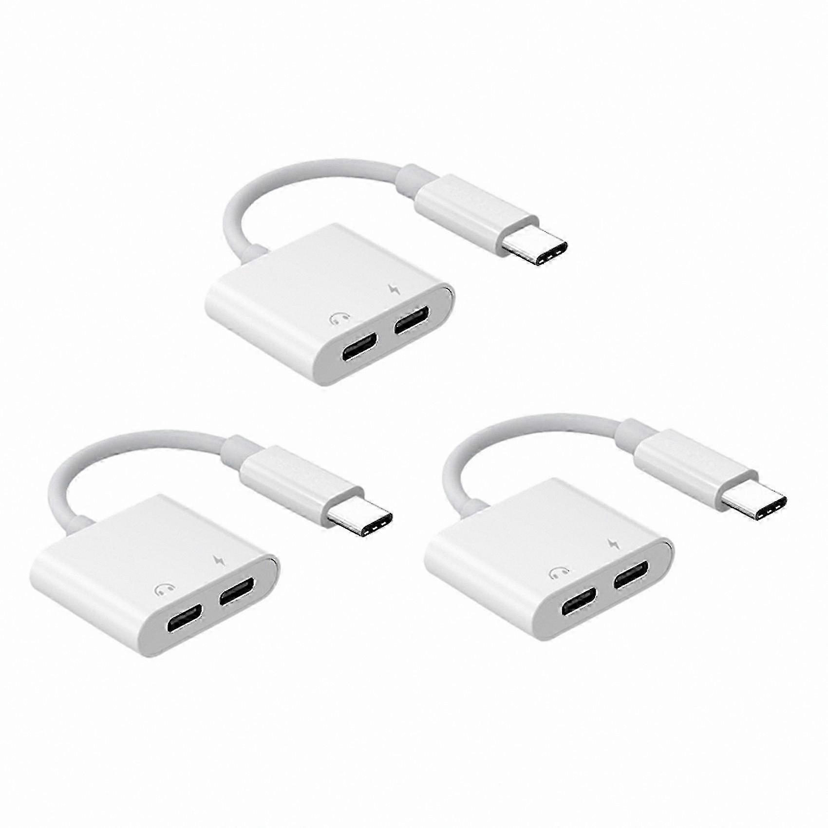Dual Type C Headphone Adapter with Audio Charging Converter and AUX Splitter Jack for Smart Devices