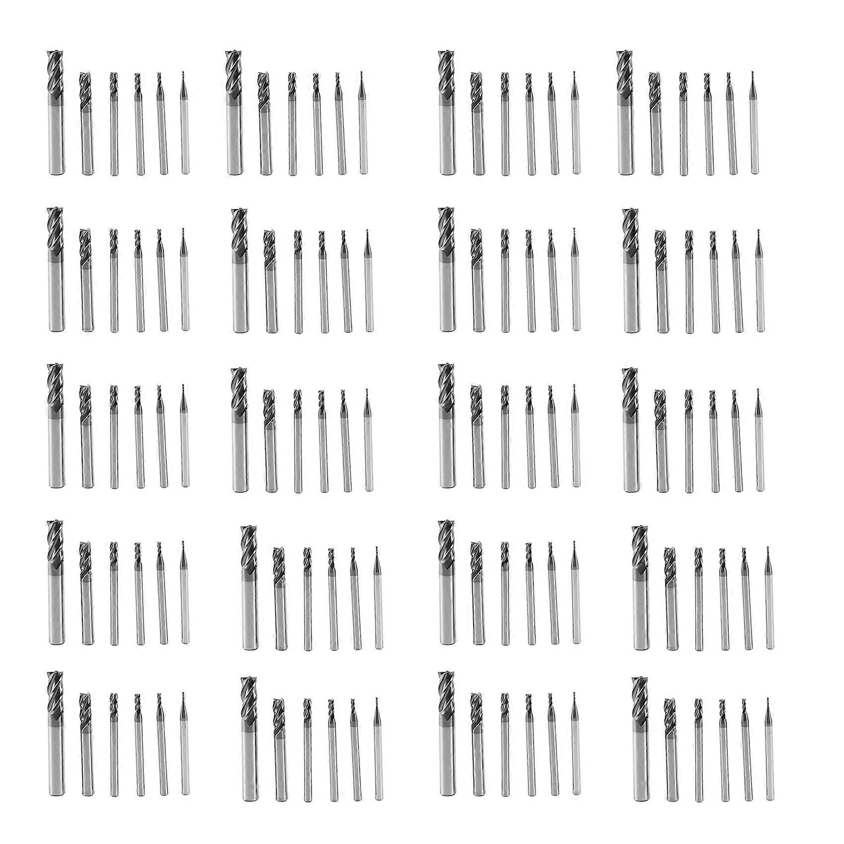 120Pcs 4 Flutes End Mills Set for Steels Square CNC Carbide Milling Cutter Spiral Router Bits Dia(1