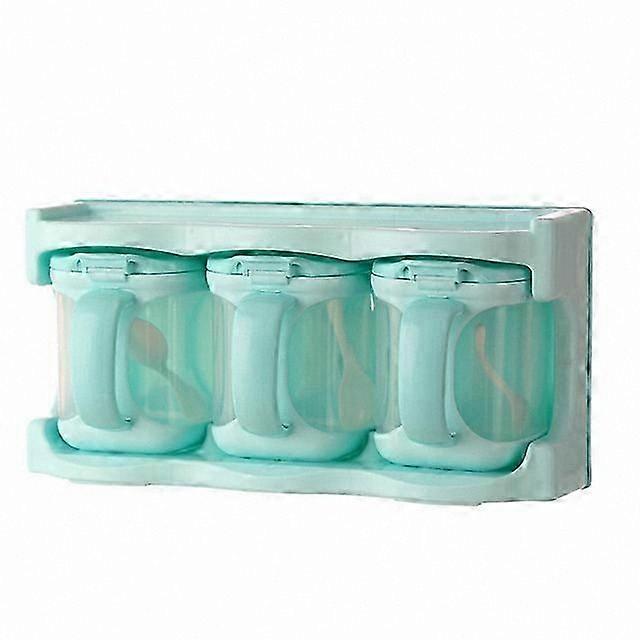 Three-Grid Blue Plastic Spice Organizer for Kitchen Storage and Organization