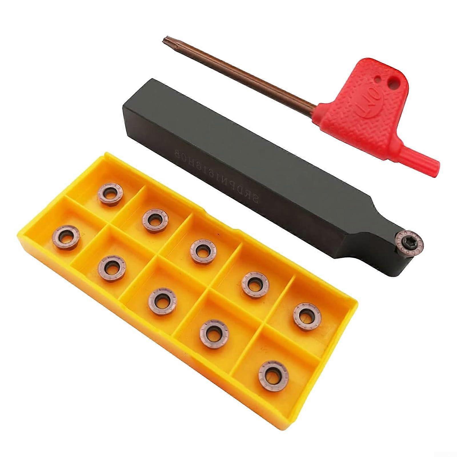 Durability SRDPN1616H08 Tool Holder Set with RPMT08T2 Carbide Inserts and T15 Hex Key