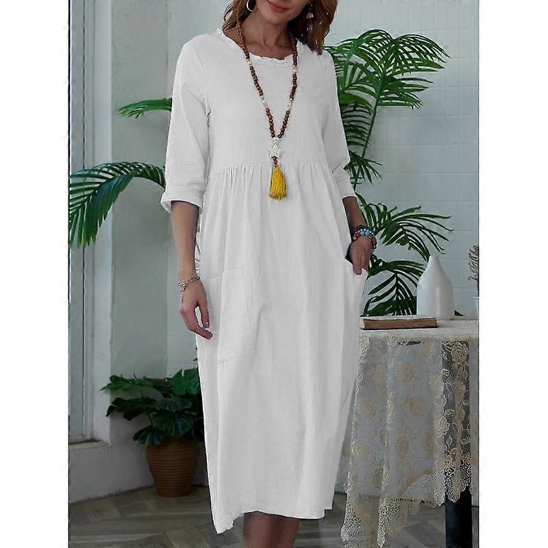 Plus Size Women's Dress Solid Sleeve Round Neck Dresses