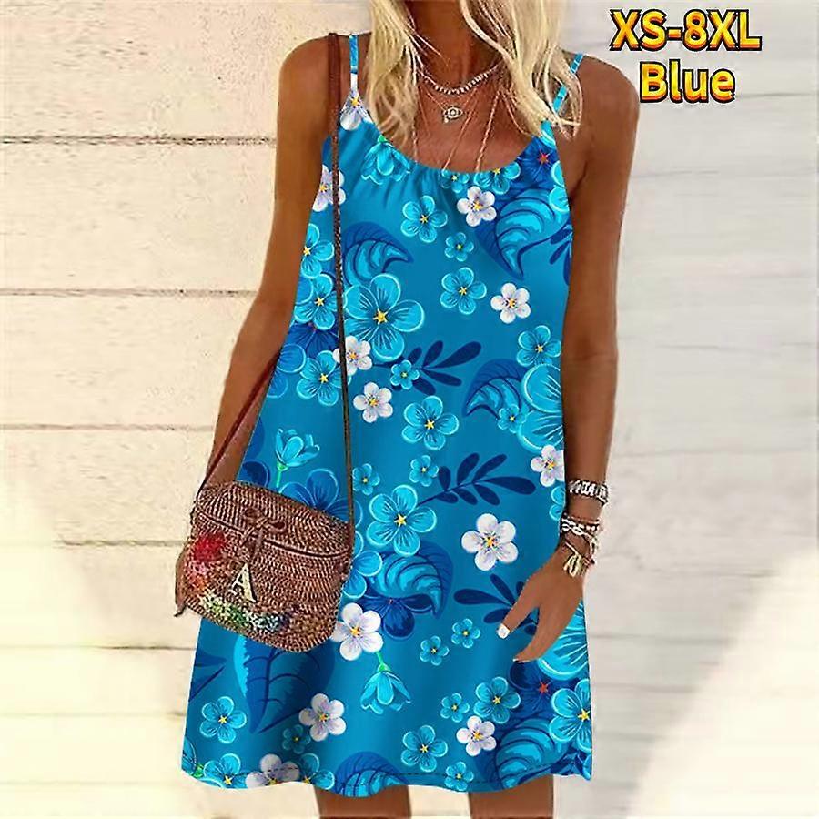 Femei Flori Flori Împrăștiate Peste tot pe cer Imprimat Mini Rochie Rochie de petrecere fără mâneci Rochie de vară Rochie de plajă Rochie de soare