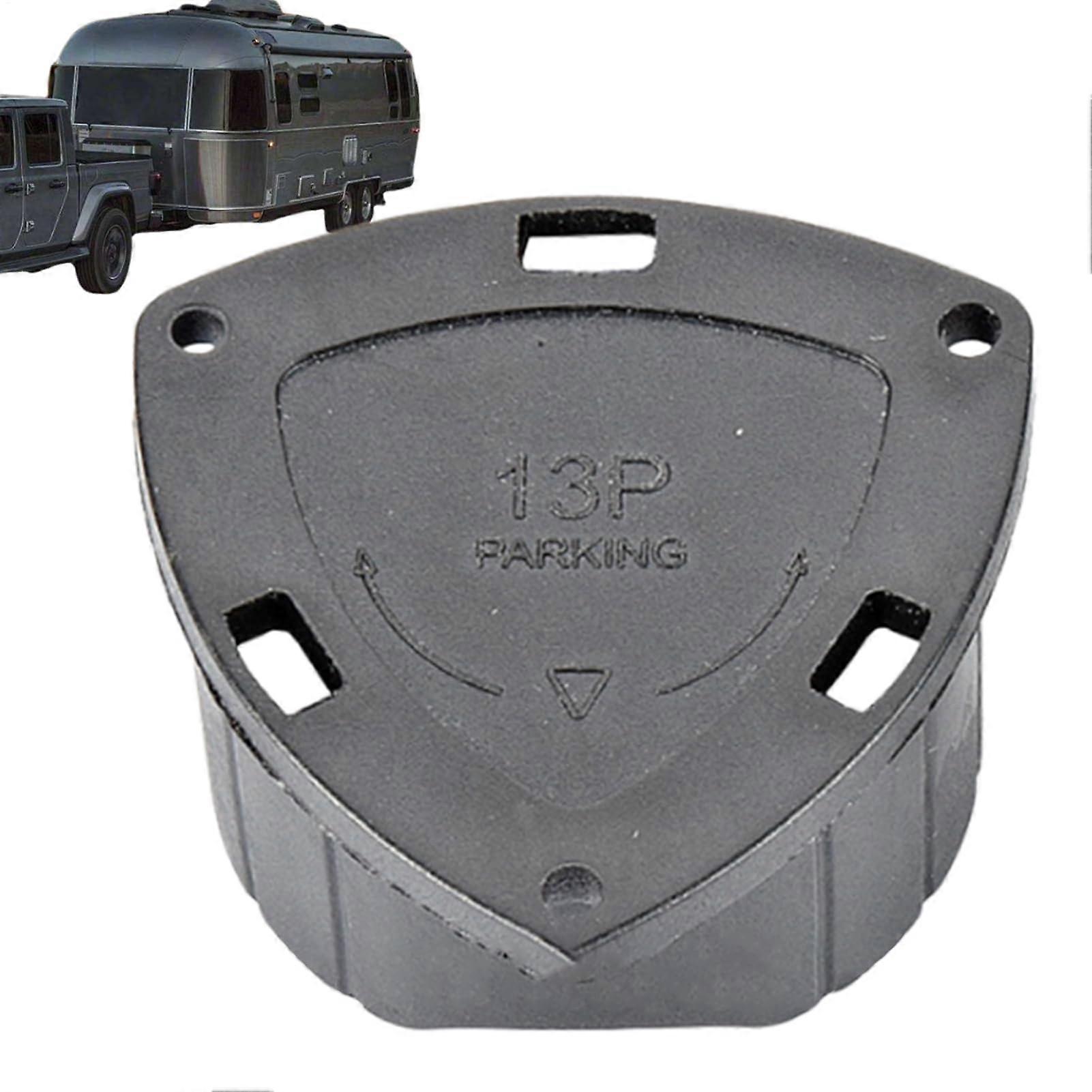 RV Socket Cover for 13 Pin Trailer Connector, Dustproof Plug Protector, Black Durable Trailer Wiring Shield