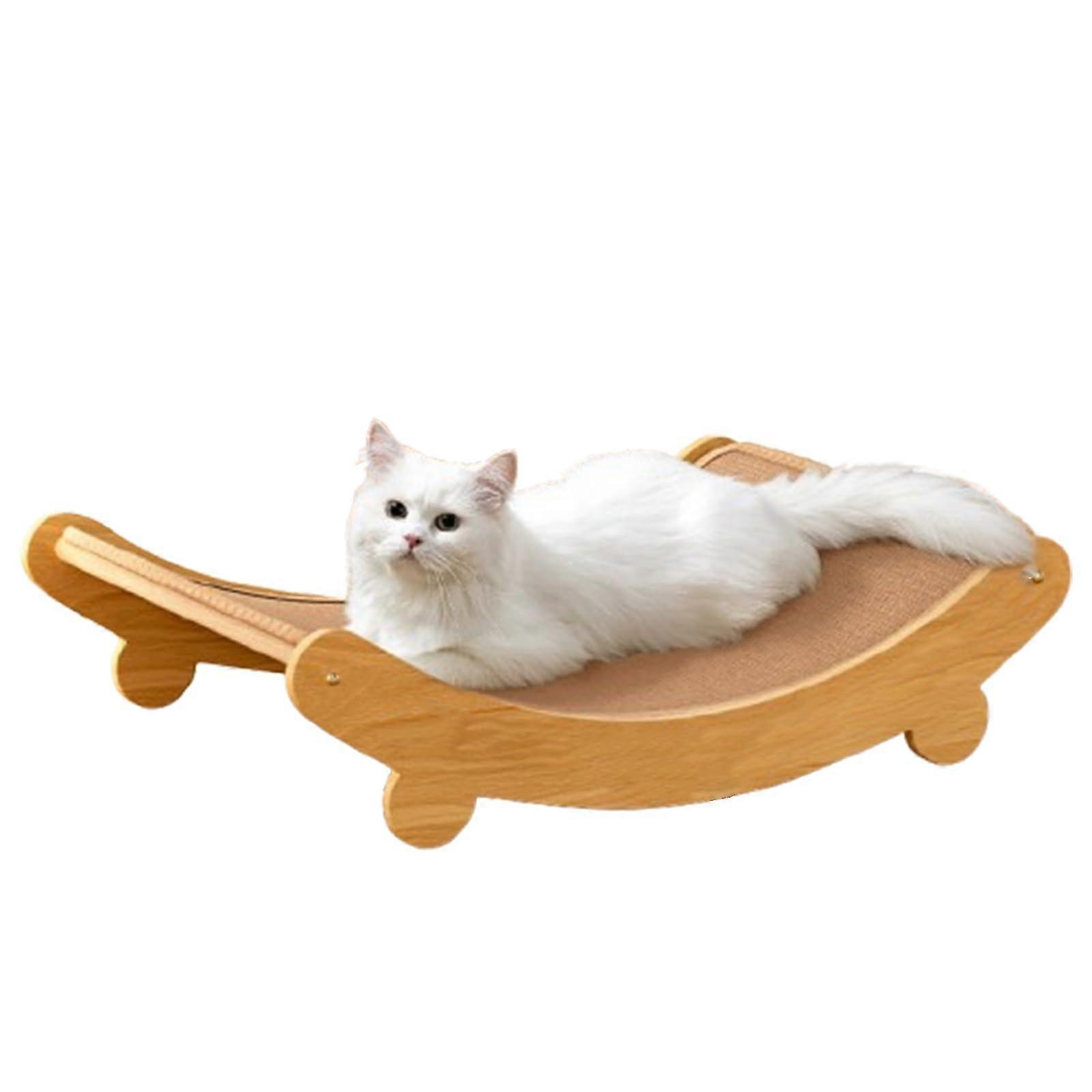 Cat Scratch Chair with Sisal Mat, Cat Hammock Beach Chair, with Scratcher, Wooden Kitty Lounger, for Indoor Puppies (Sisal)