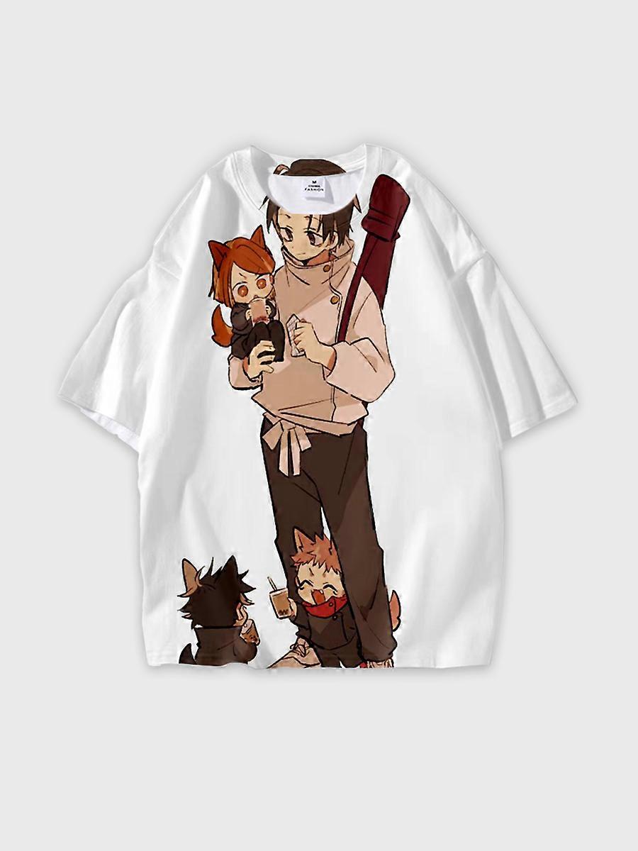 T-shirt round neck Character Pattern loose short sleeve P2566