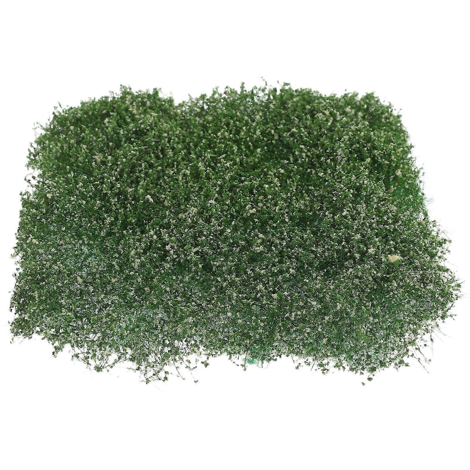 Realistic Artificial Grass Clusters with Miniature White Flowers for Railway Scenery, Table Landscape Projects, and DIY Terrain Decor