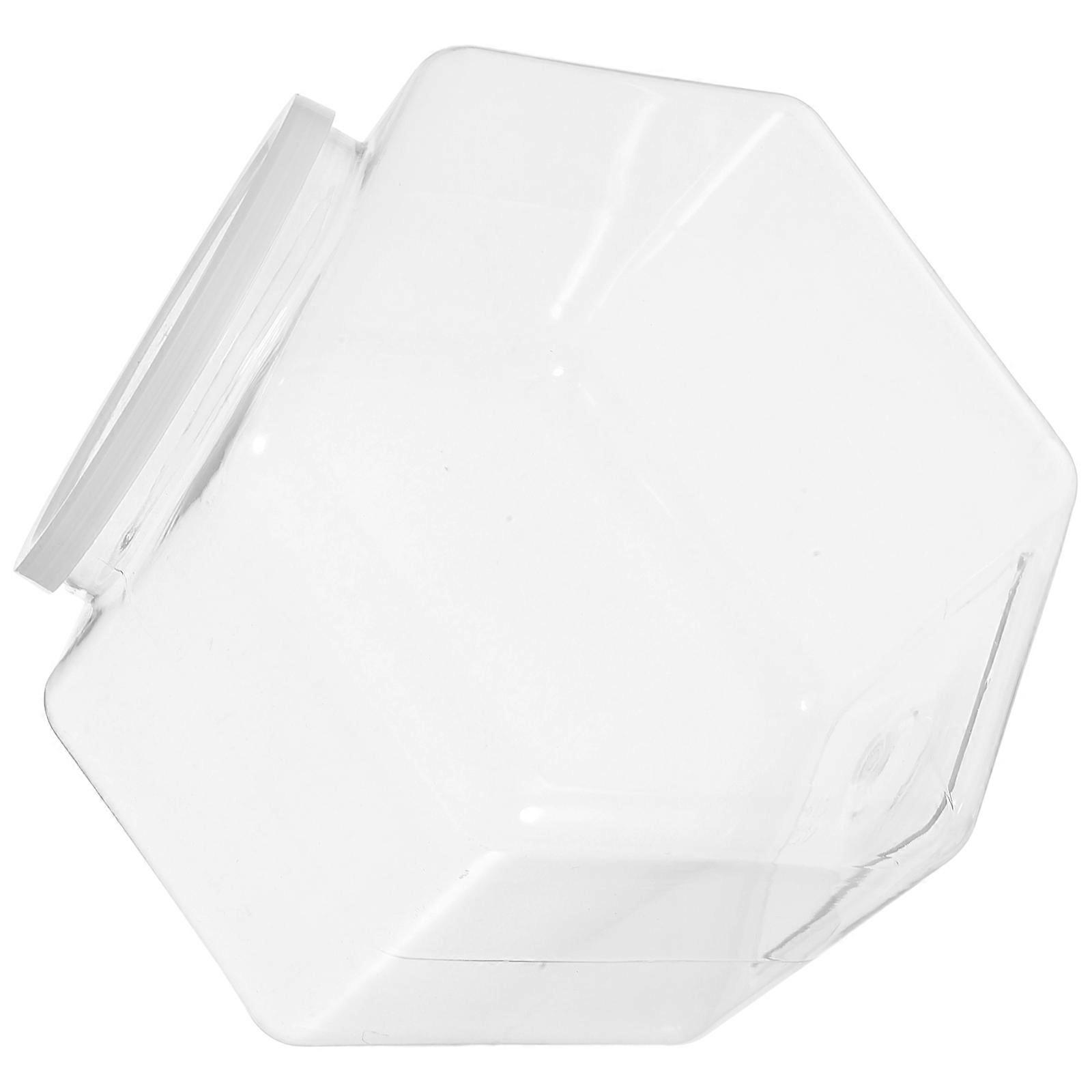 Clear Hexagon Candy Jar & Cookie Storage Container, Multi Functional Dry Food Canister for Snacks & Biscuits, Polished Design for Kitchen Organization