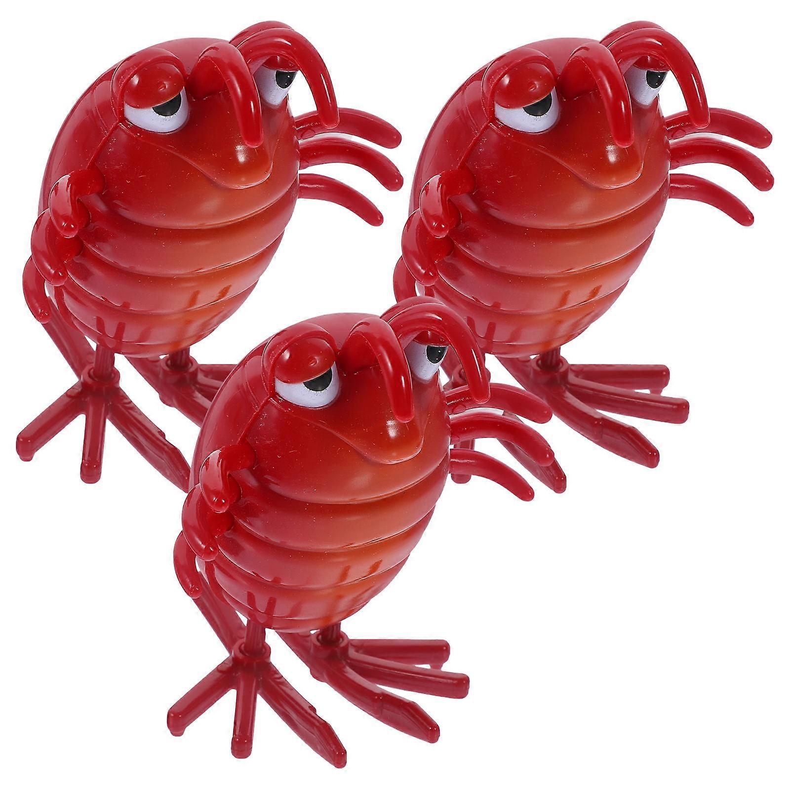 Halloween Insect Props Wind up Novelty Simulated Insect Playthings for Kids 3pcs ABS Dark Red
