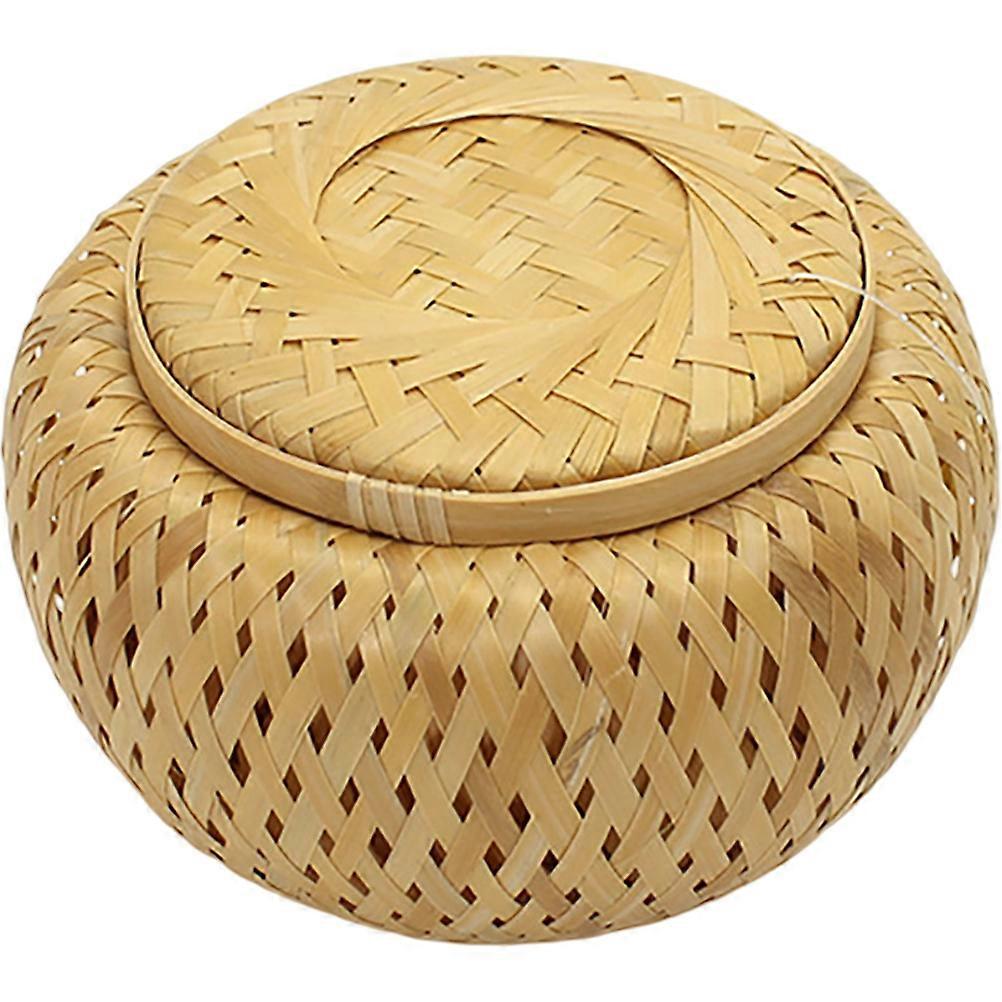 Bamboo Tea Organizer With Lid For Snack Bag Elegant Shape 10X10Cm Multi-Functional 1Set