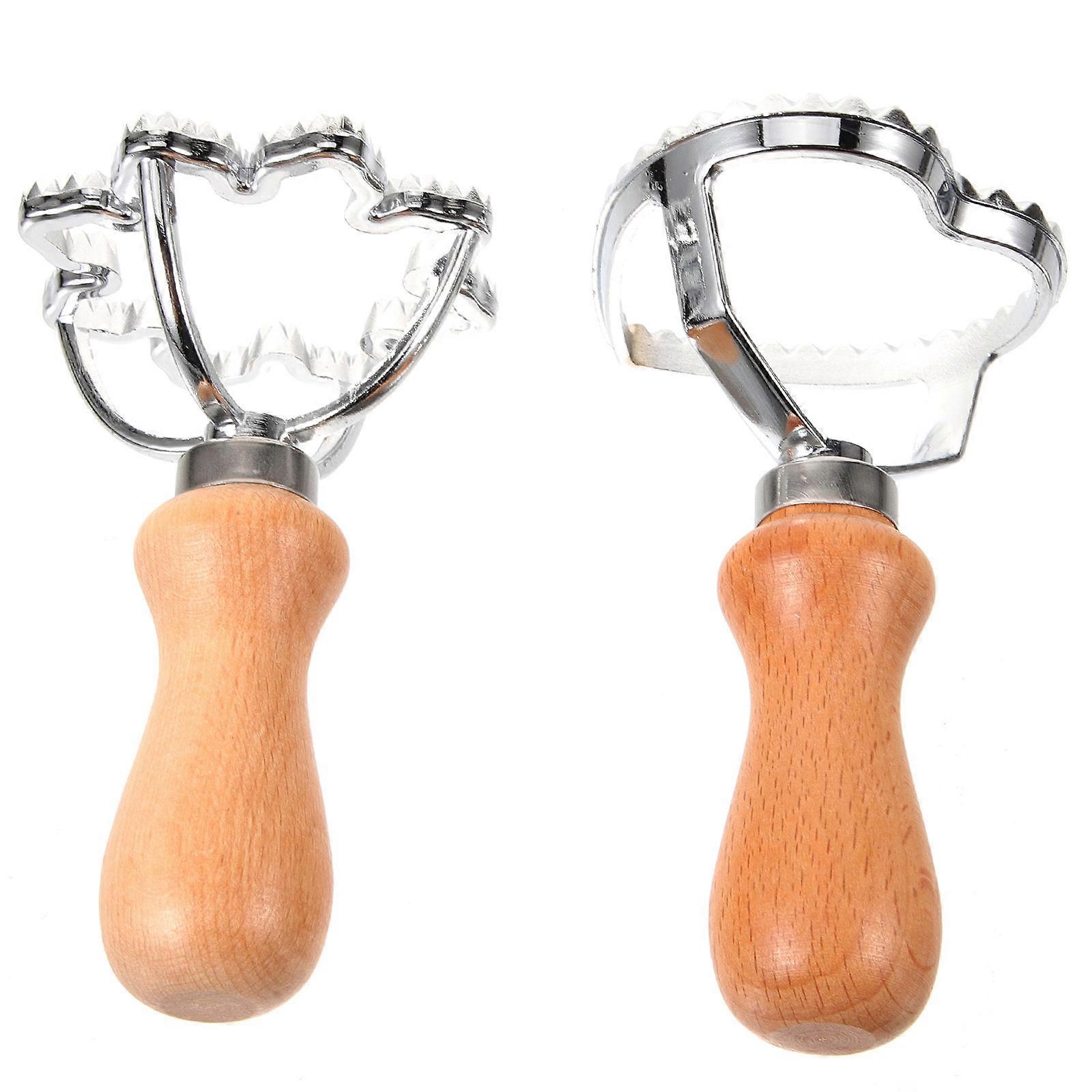 Baking Biscuit Mold with Wooden Handle for Embossed Cookie Making 2Pcs