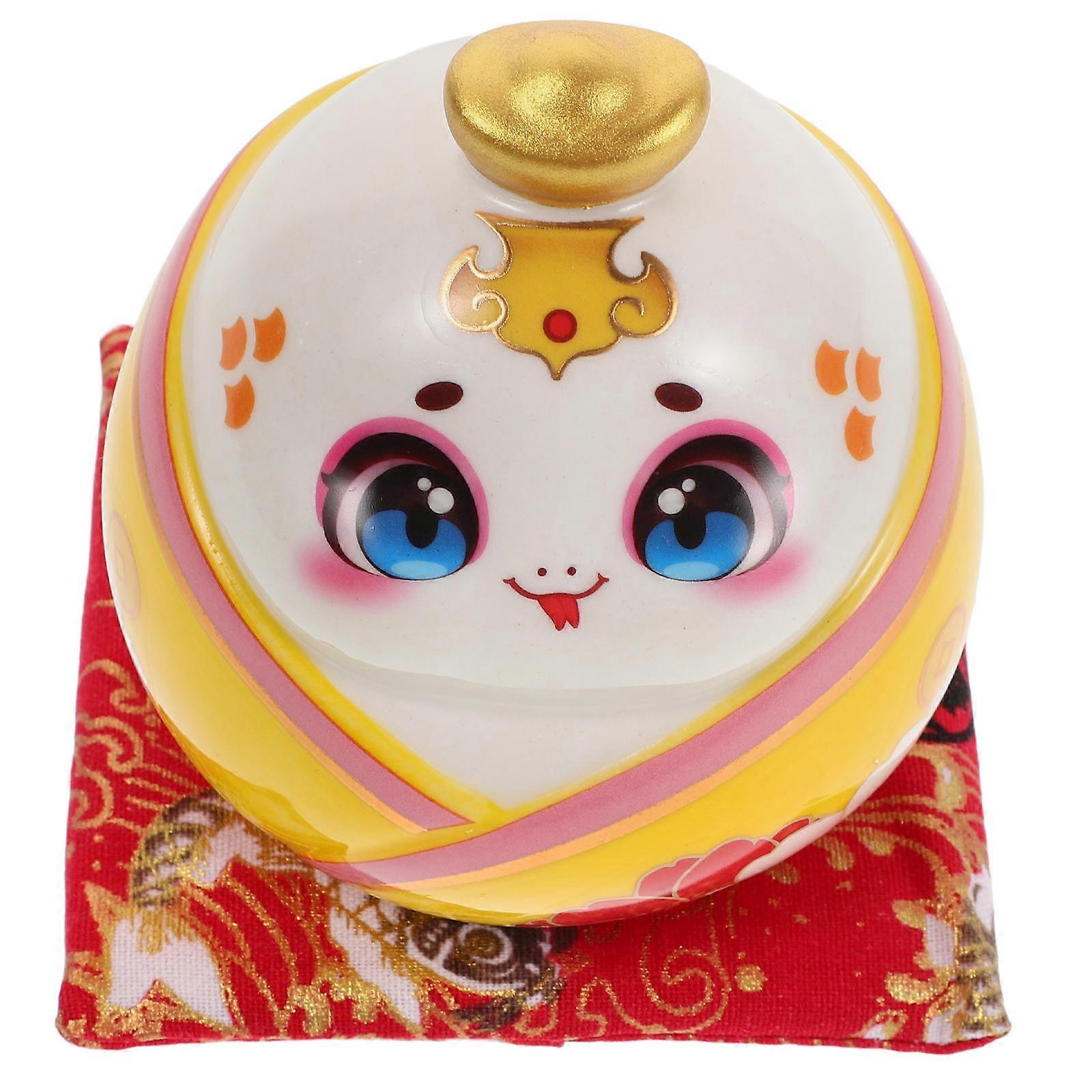 セラミックヘビ型お金節約ジャー装飾品子供と大人家庭用イエロー1パック