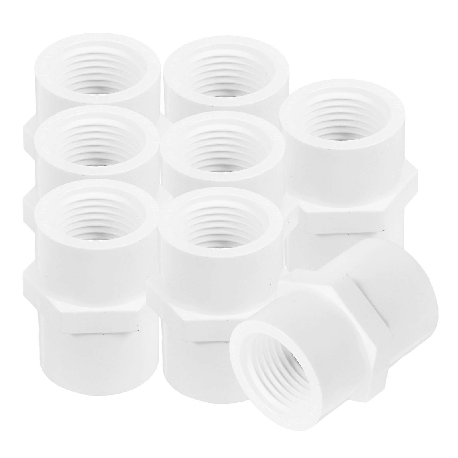 PVC Pipe Fitting for Water Line with Slip Socket and Threaded Connection White Durable for Daily Use 8 Pieces