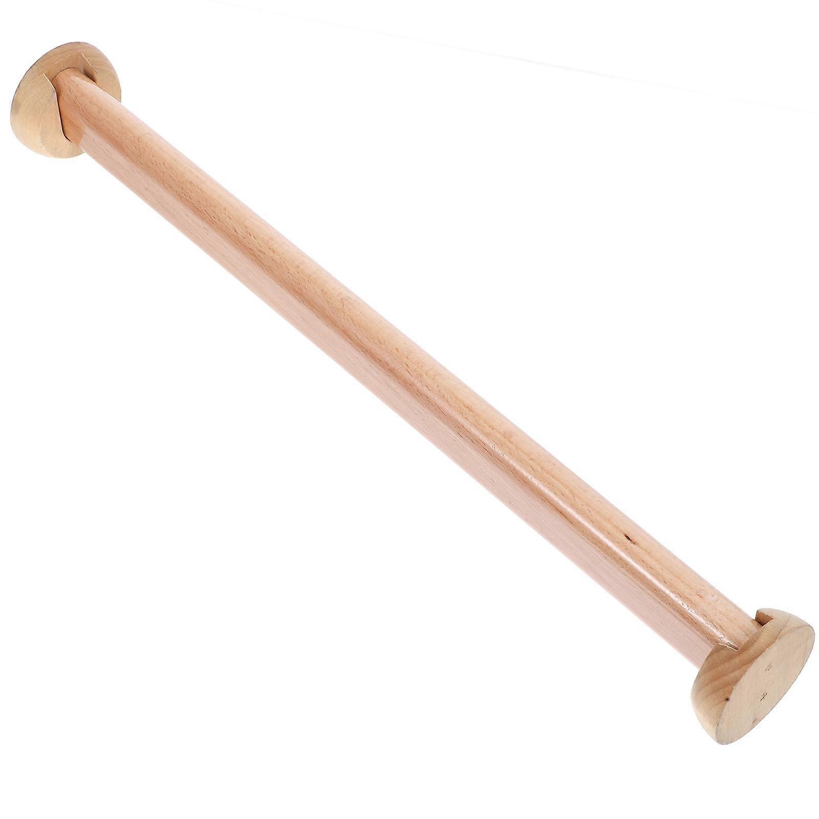 Clothes Hanging Wooden Rod Closet Support Pole For Home Use Chocolate Color 40-50CM 1 Set