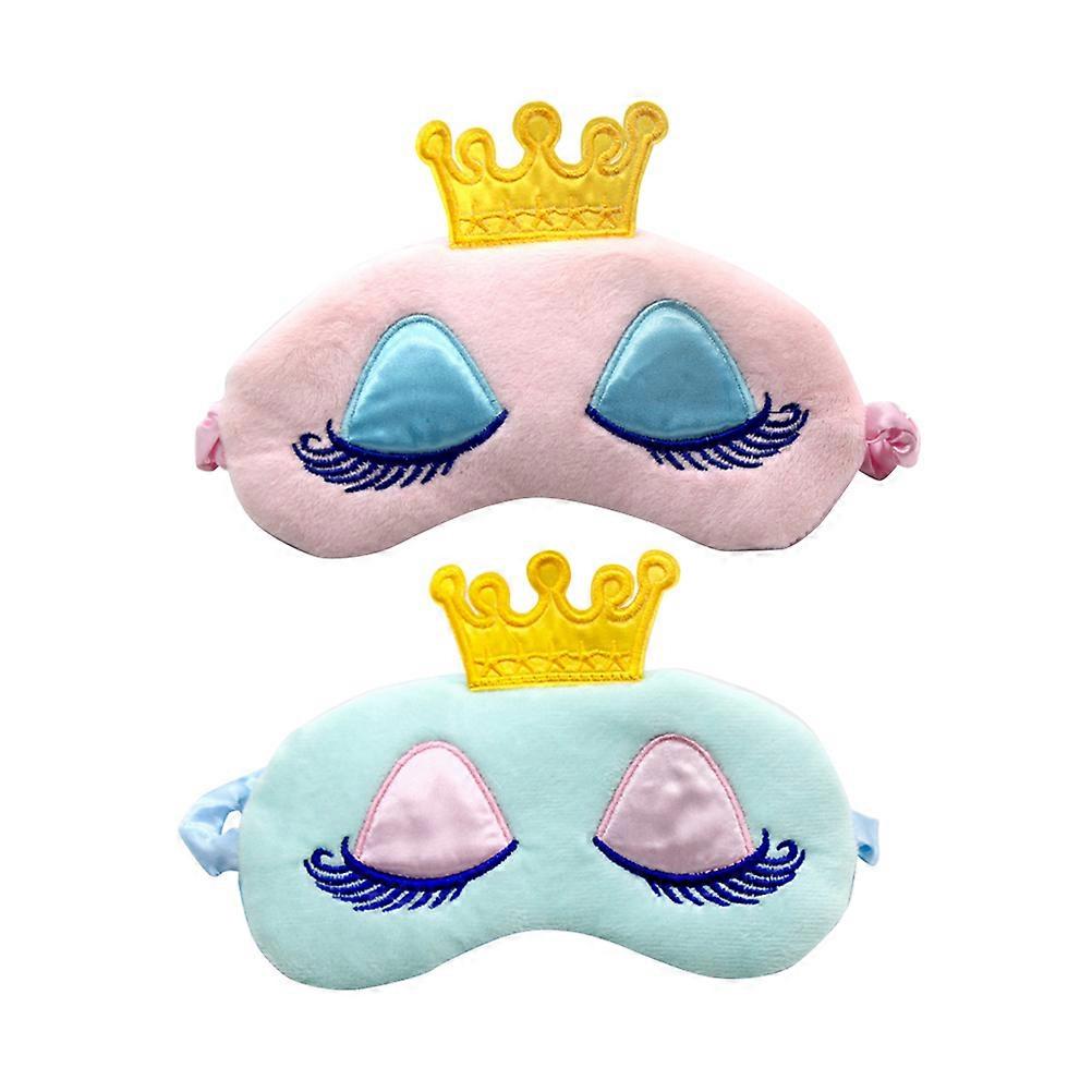 Cartoon Crown Eye Mask for Sleep in Assorted Colors Made of Coral Fleece Lightweight and Comfortable