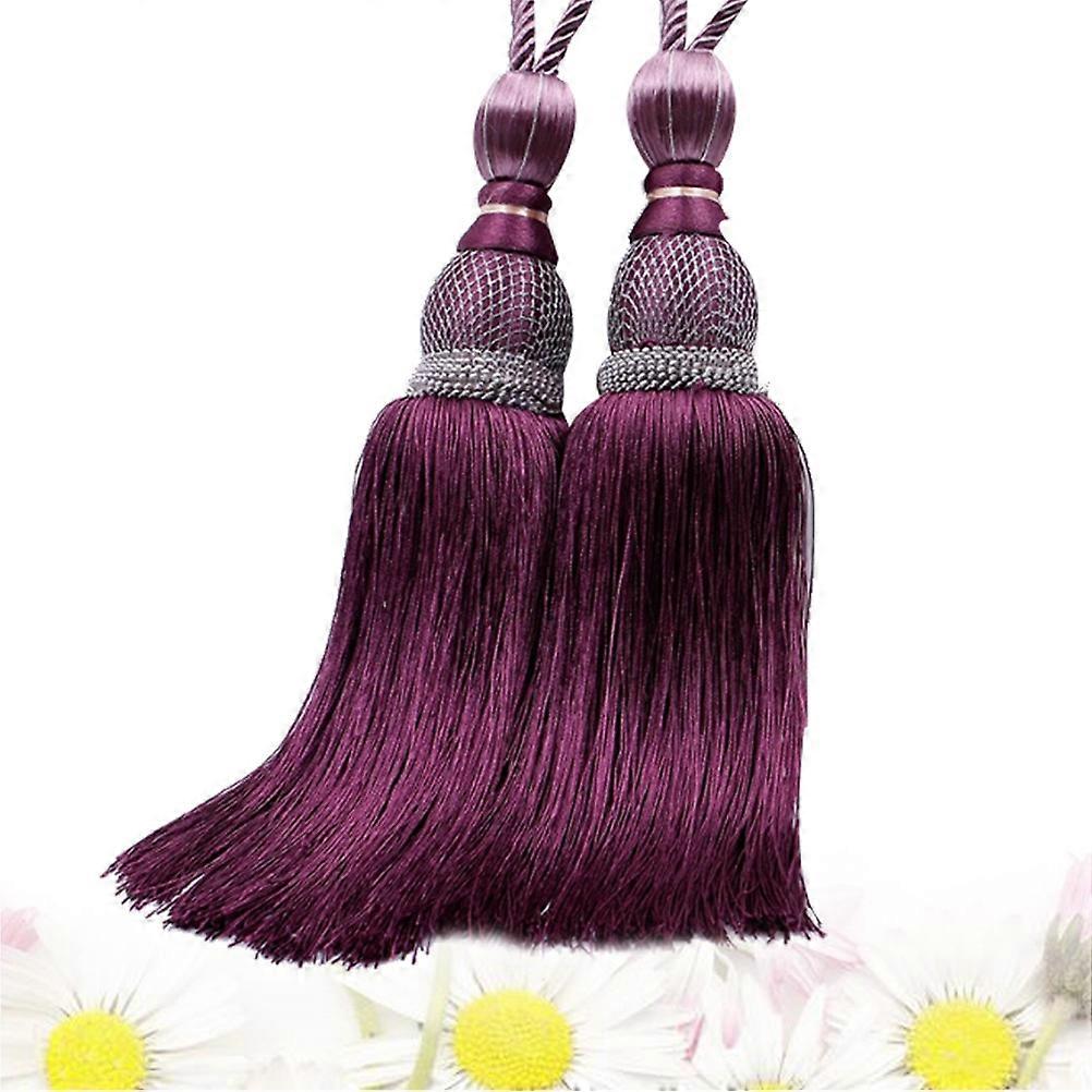 Purple Curtain Tieback with Elegant Tassel Design for Decoration Polyester Material Single Ball Style Fits Medium and Thin Curtains 2 Pieces