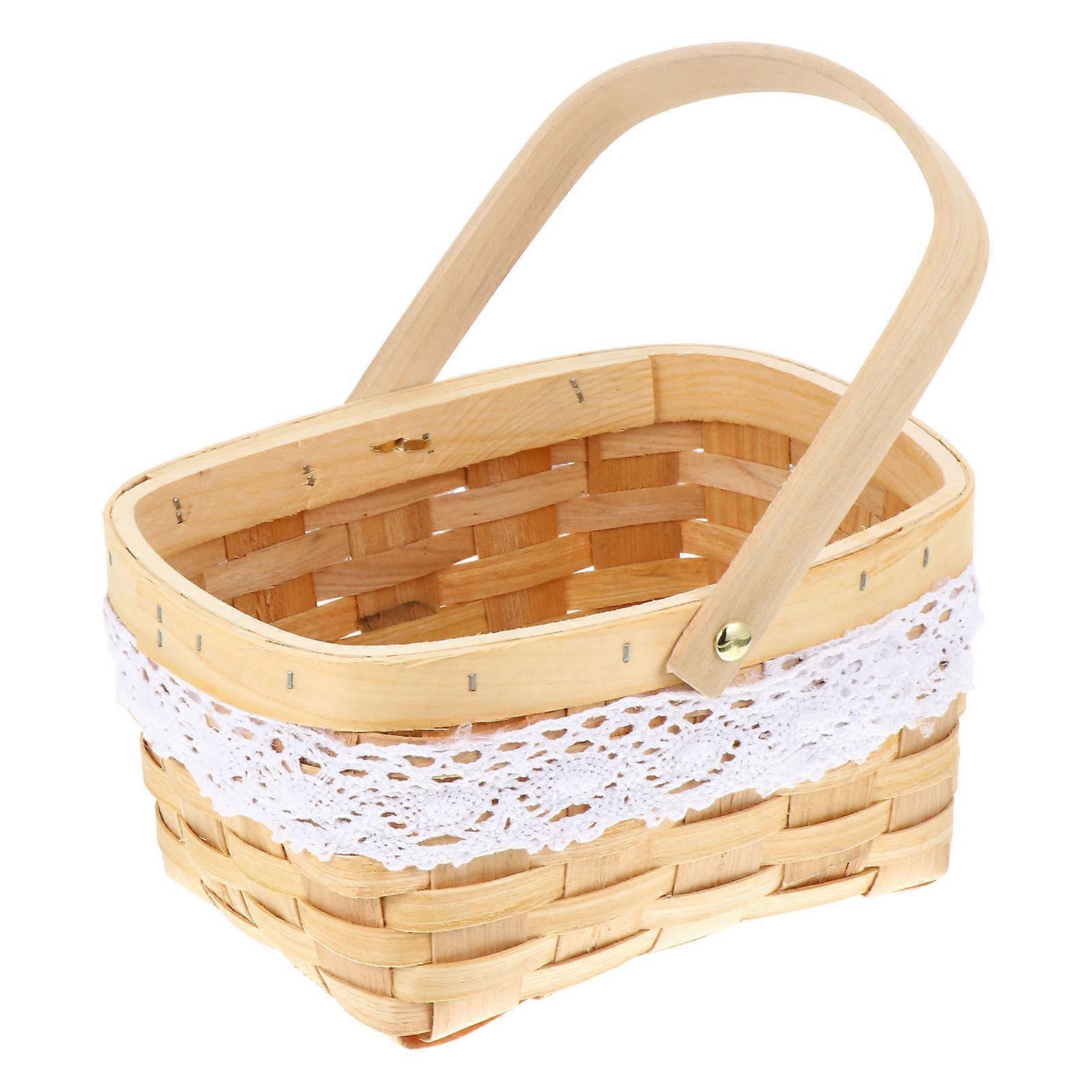 Hand Woven Basket for Storage Use Beige Plastic Simple and Generous Design 7.8 Inches