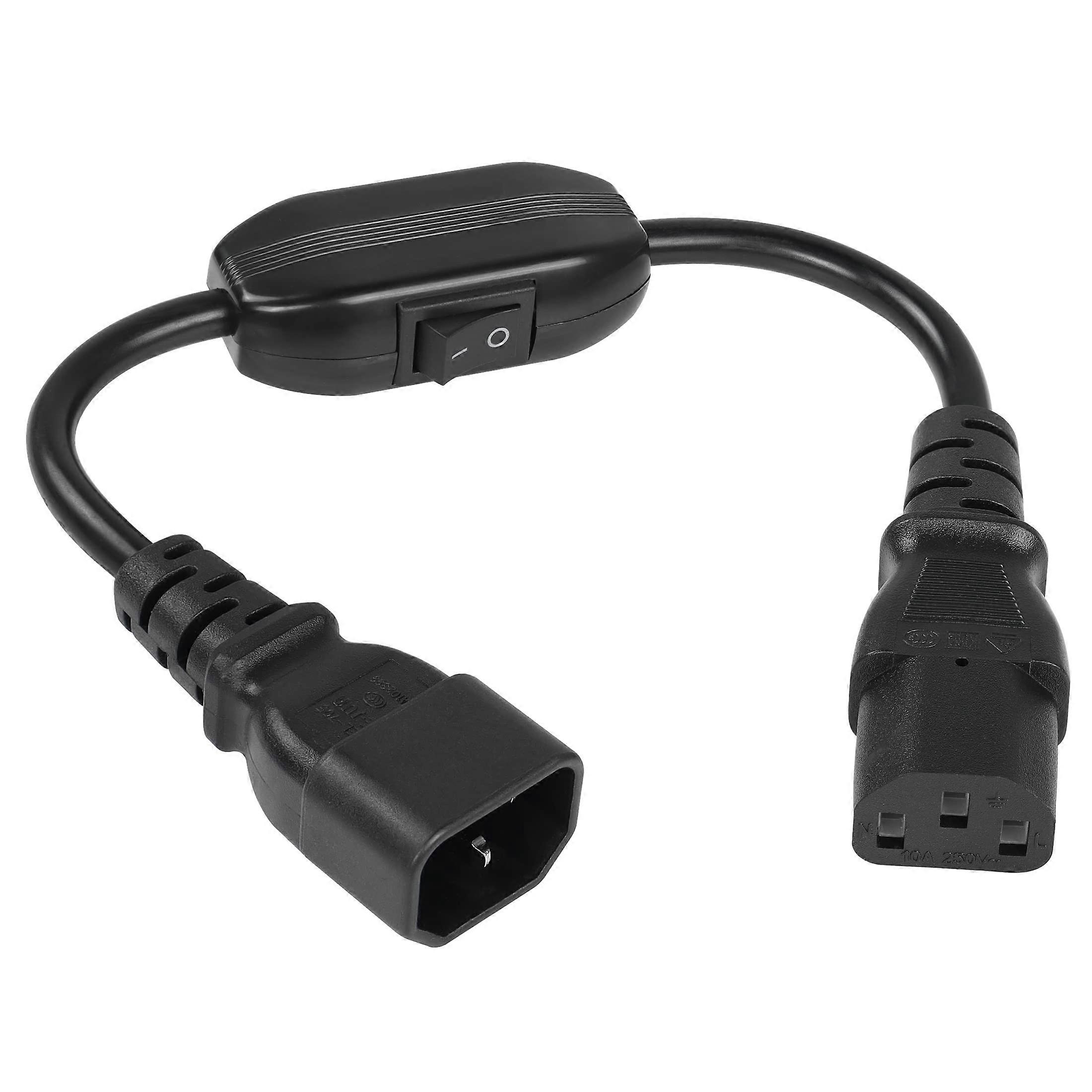 IEC 320 C14 to C13 with On/Off Switch Style PDU UPS Power Cable 18AWG Computer Power Extension Cable