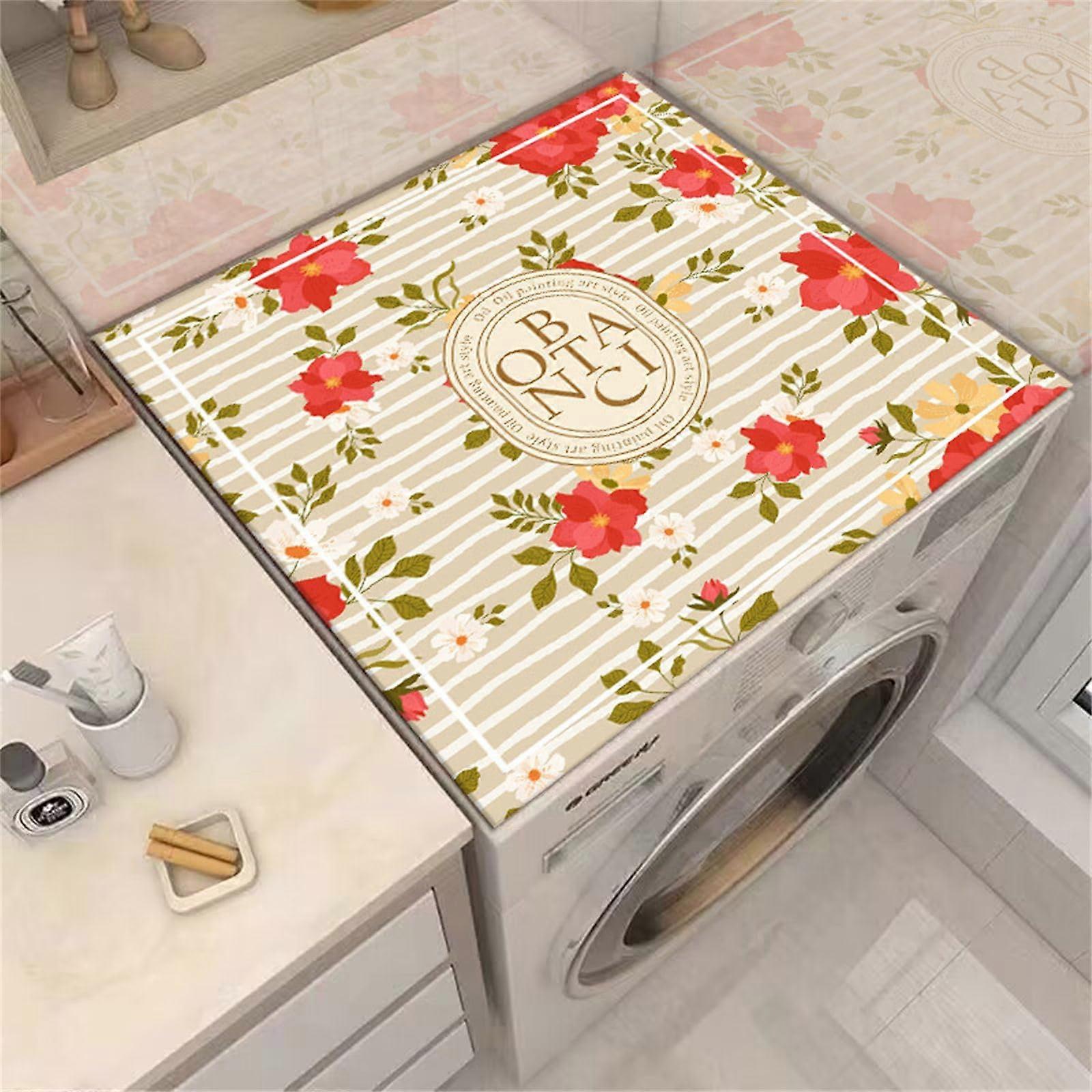 Floral European style washing machine dustproof mat, Absorbent and quickdrying (60x60cm, Striped)