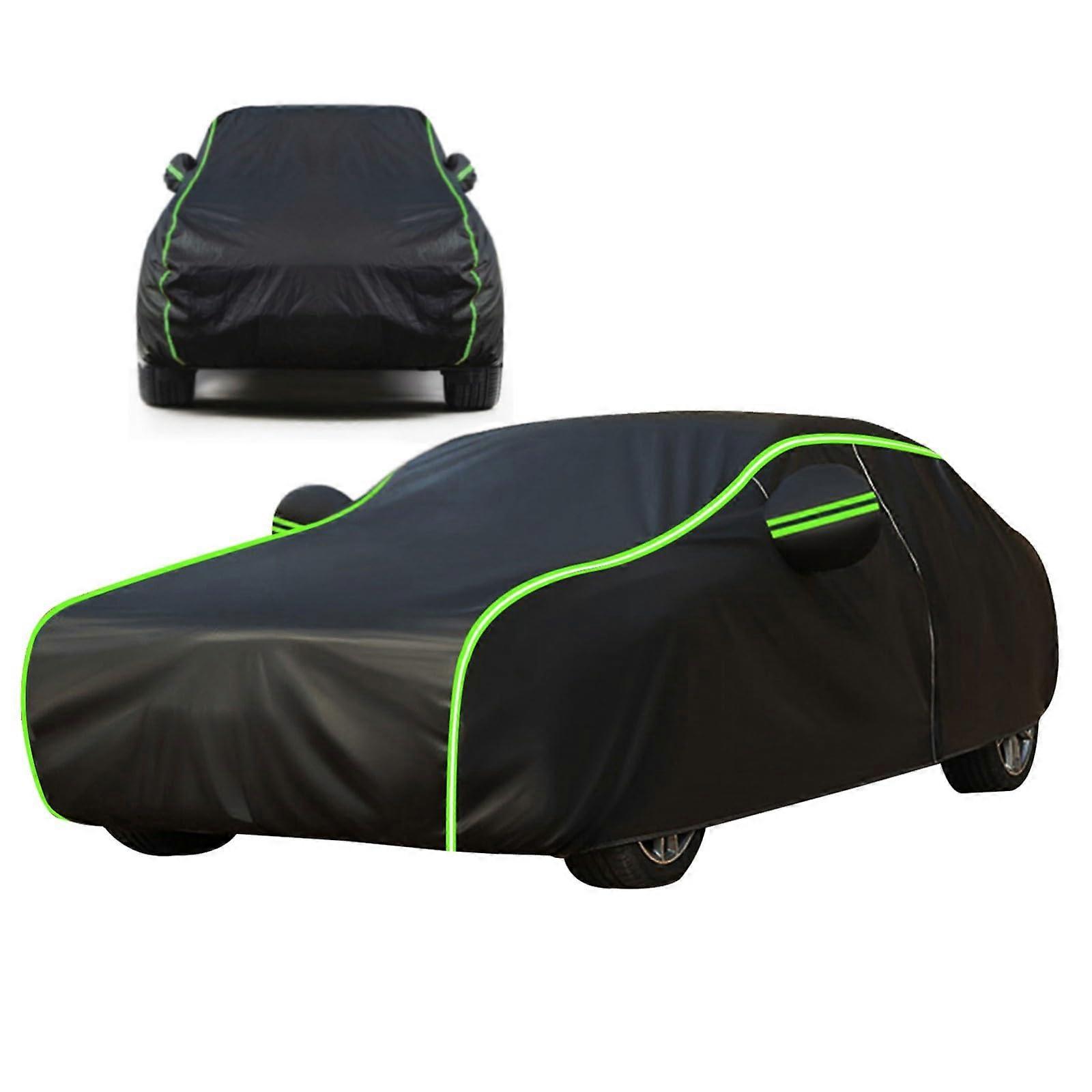 Car Cover Outdoor For Jensen CV8, 416.3 x 175.7 x 127.8 cm, Dustproof Waterproof, Four Seasons, Side Door, Black Green