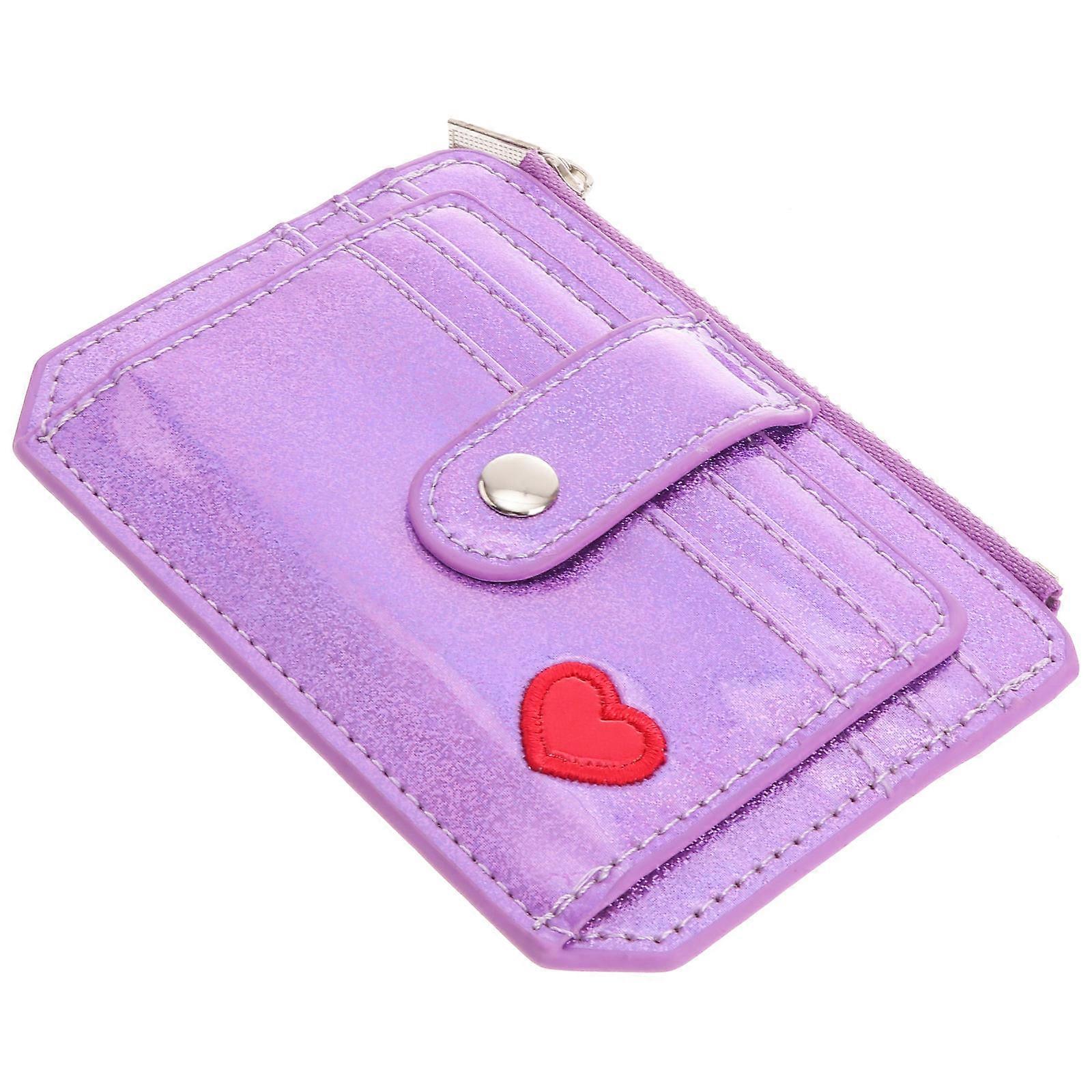 Violet PU Coin Purse for Storage Use Compact Design with Mirror 1PC Multi Card wallet