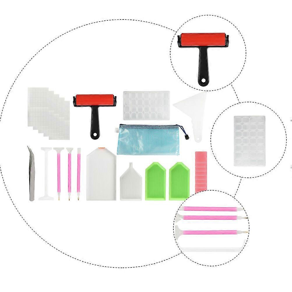 28Pcs Cross-stitch Tool Kit For Hobbyists Assorted Color DIY Crafts Beads Painting Accessories