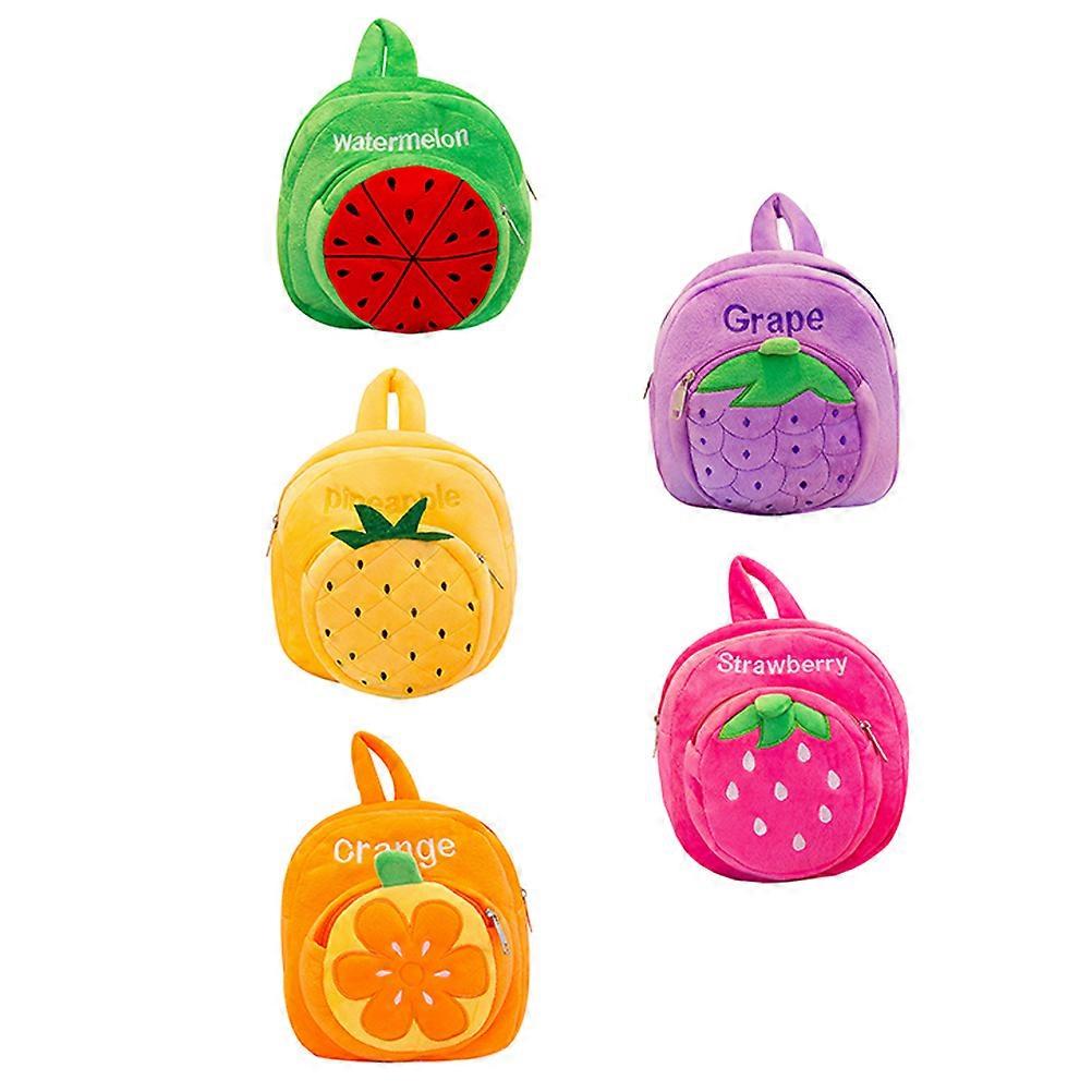 Lovely Plush Book Bag With Fruit Pattern Designed For Girls To Use In School 25*25Cm 1Set