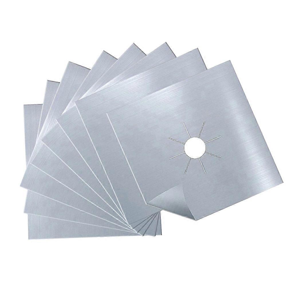 Silver Stove Top Protector Mats 5Set Easy Clean Non-Stick 27x27x0.08cm For Cookers Gas Hob Cooking