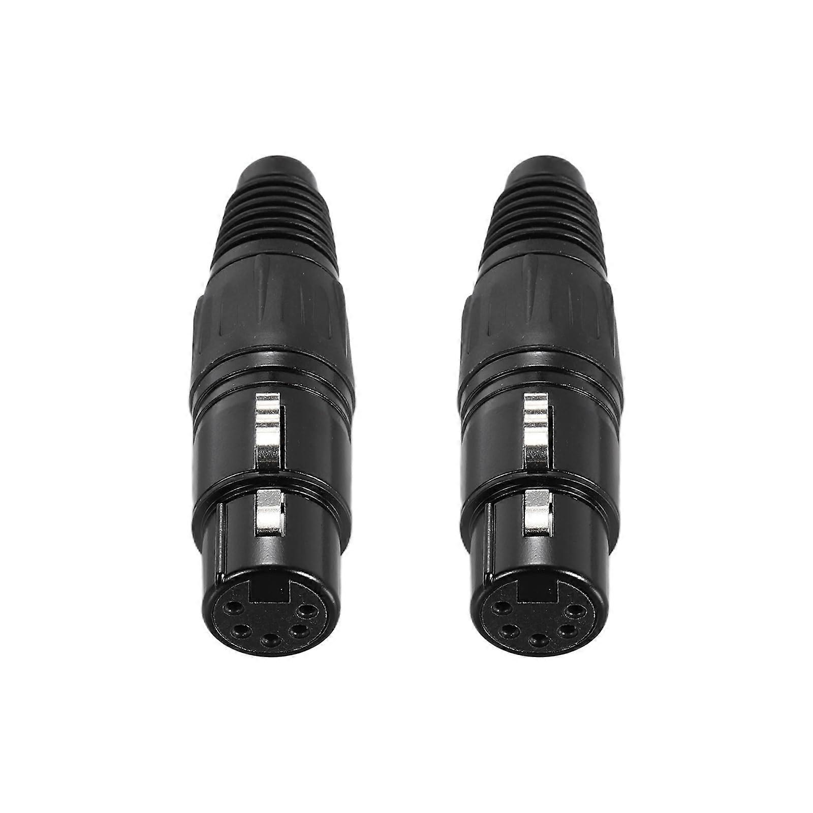 5-Pin XLR Female Connector, Microphone Audio Cable Plug, 7cm Black Microphone Socket for Mixer and Amplifier