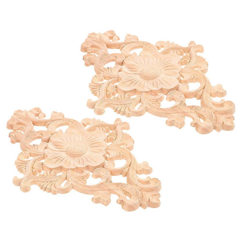 Wooden Decorative Appliques for Furniture with Intricate Carvings Khaki Color 2 Pieces Set Optimal Dimensions