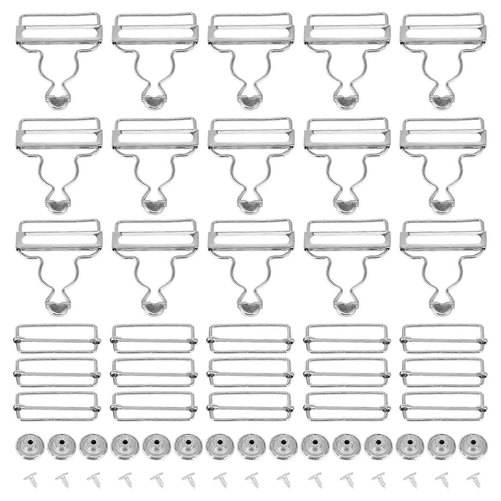 50 Sets Of Adjustable Overalls Fasteners Trousers Buttons For Adults Home Use In Silver Color With Oval Shape
