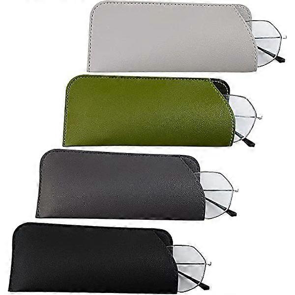 4-Pack Soft Eyeglass Cases, Leather Sunglasses Cases