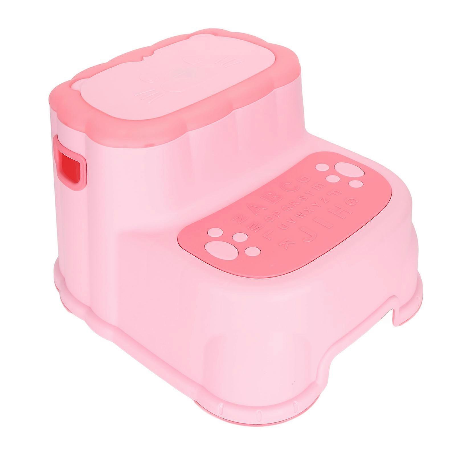 Kids Step Stool Stable Support Durable Easy to Carry Cute Sink Toilet Stool for Bathroom Kitchen Pink