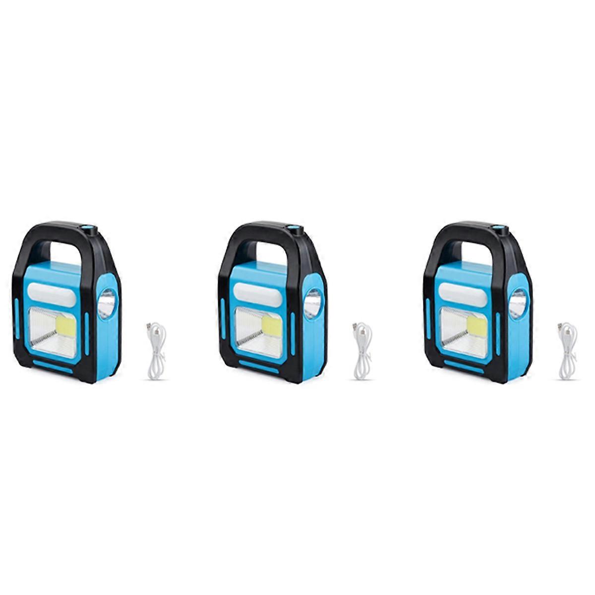 3X Solar USB Rechargeable COB LED Camping Lantern, Charging for Device, Waterproof Emergency Flashli