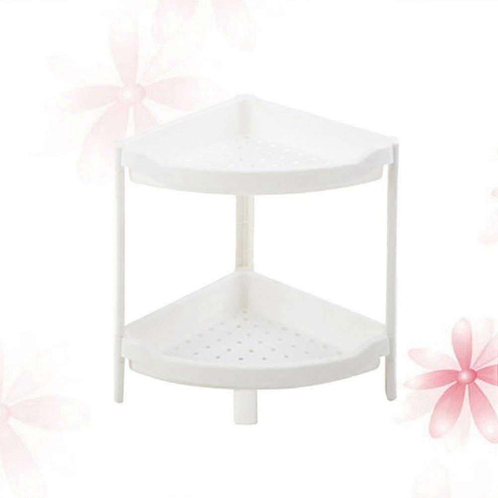 Plastic Shelf Unit Double Layer Drain Rack Triangle Shape For Kitchen And Bathroom White 45 X 33 X 40 Cm Multi-Functional Storage 1Pcs