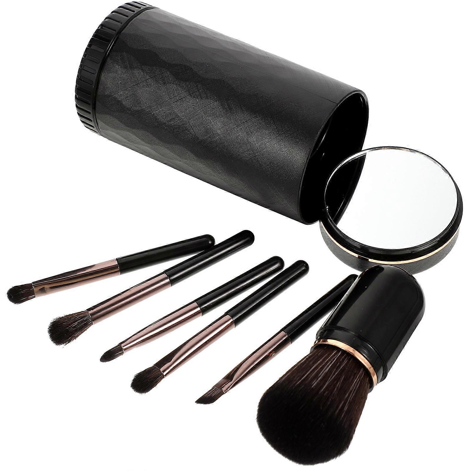 Professional Travel Makeup Brush Set with Storage Case for Practical Use Black Wool 1 Set