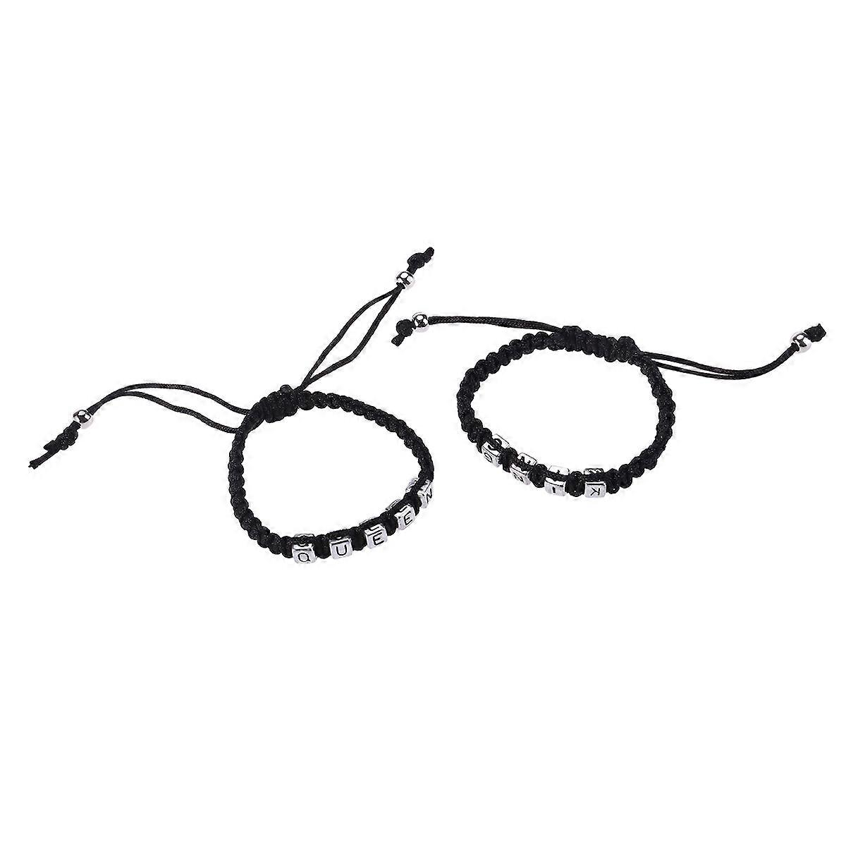 Couples Bracelets Set for Lovers with Durable Black String Perfect for Hand Decoration and Gifts 0.5in