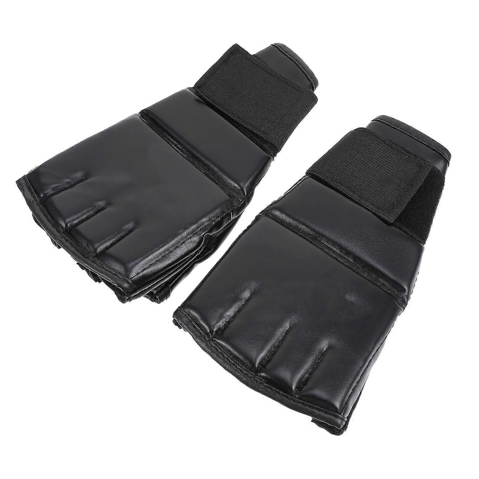 Black Training Gloves for Sports Use Made of PU Durable and Breathable Half Finger Design