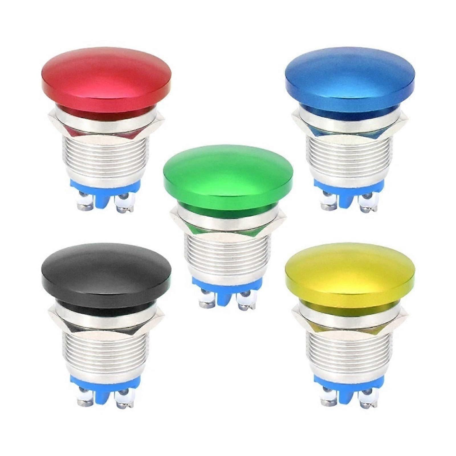 16mm MushroomType Metal Push Button Switch Waterproof SelfResetting (Red)