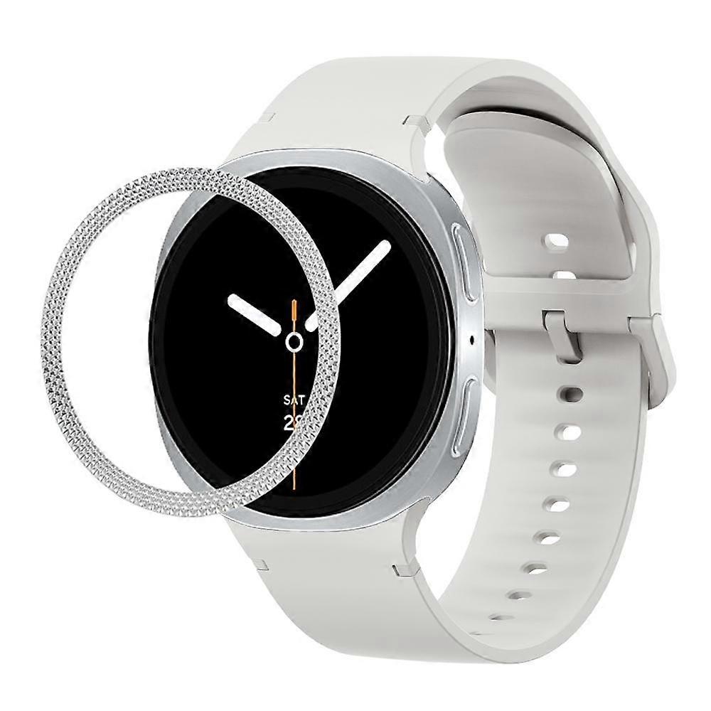 Rhombic Texture Bezel and Solid Color Stitched Silicone Watch Band