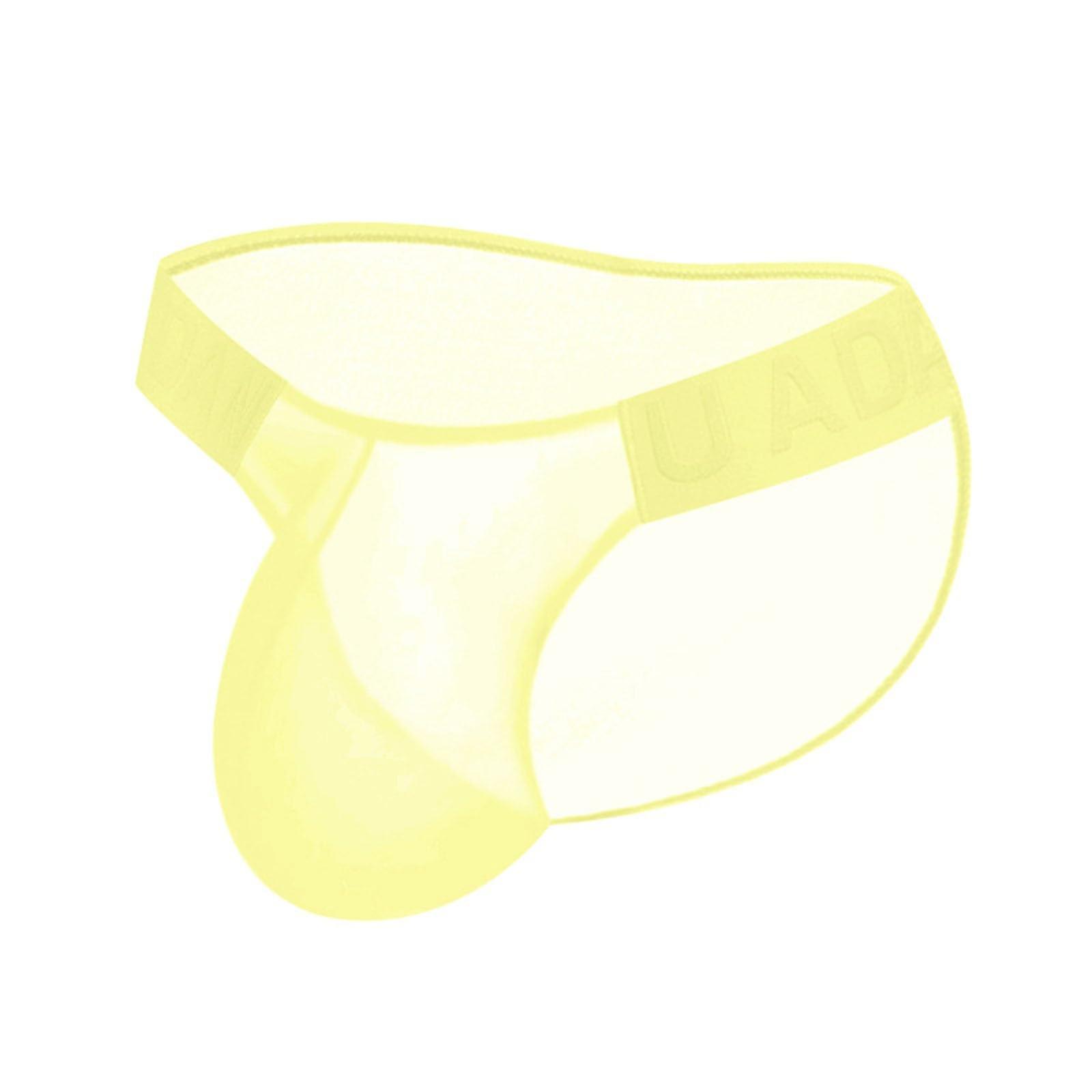 Reizwäsche Herren Briefs Low Rise Thong Sissy Underwear G-Strings T-Back Soft Cosplay Yellow Size L