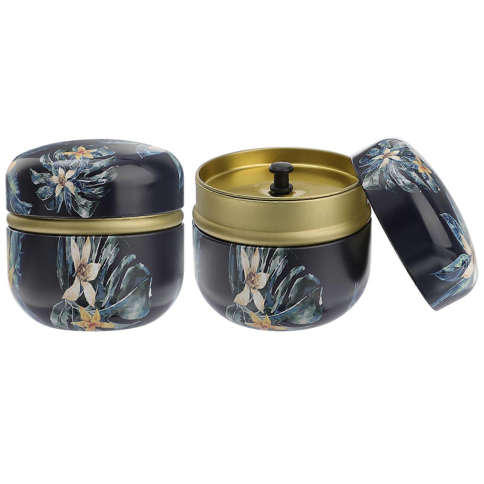 Elegant Tea Tins Storage 2Pcs Decorative Canisters For Adults Suitable For Office Use With Green Color And Design
