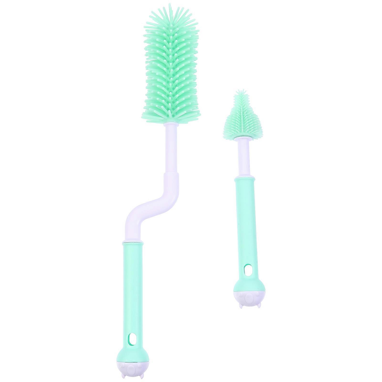 Bottle And Pacifier Cleaning Brush Set With 360 Degree Rotatable Silicone Design Perfect For Parents Green 2Pcs