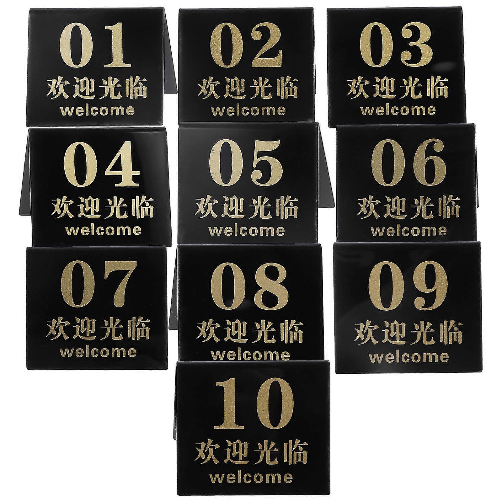 Acrylic Table Number Markers with Chic Design for Home Use 10 Pieces Reusable Black