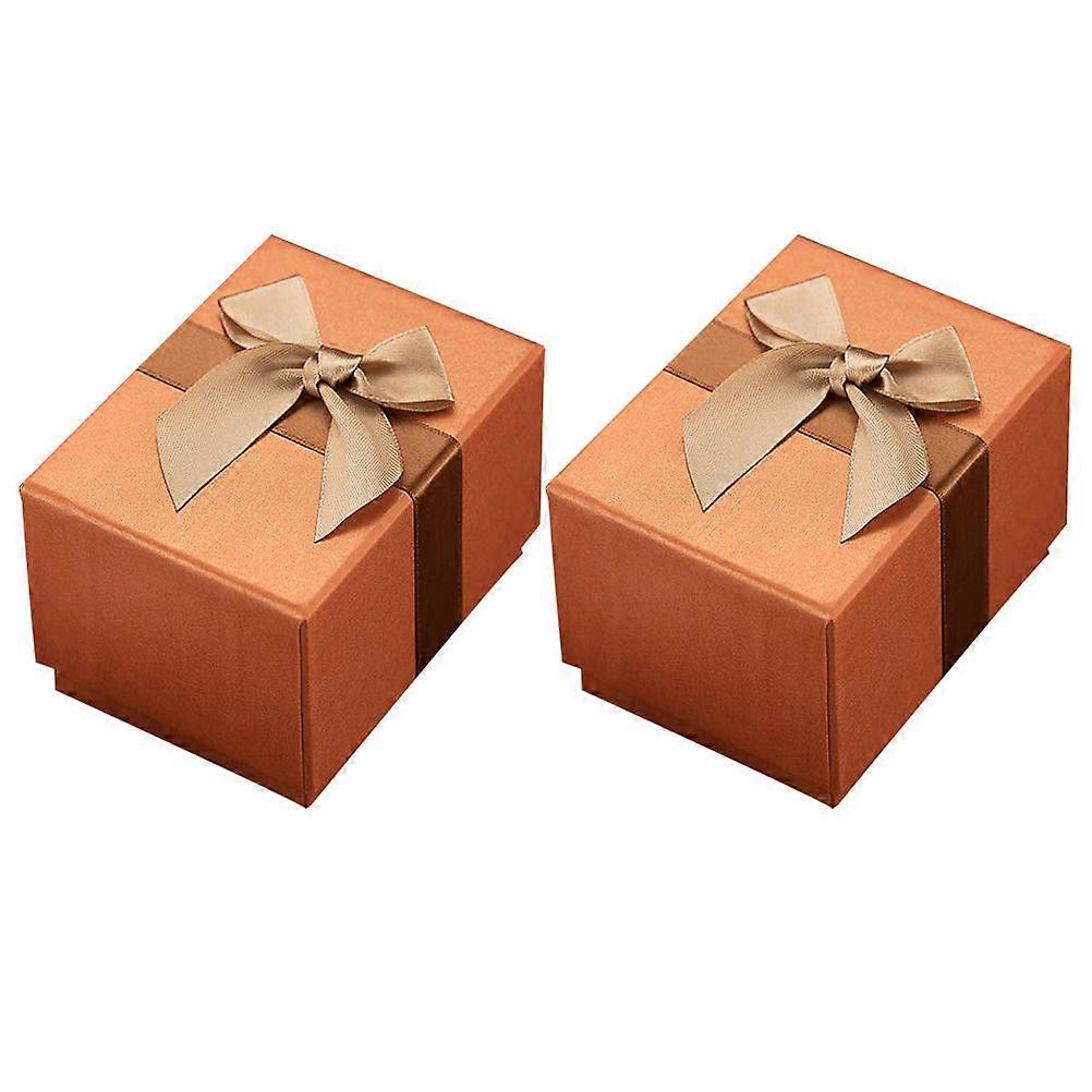 Chic Bow Tie Decorative Box For Gifting Small Items 10X7.8CM Orange Jewelry Container 2Pcs