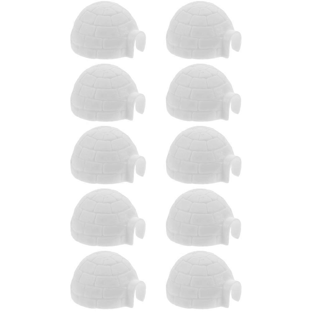 Mini Igloo Model Figures Plastic Desktop Decorations Stable Standing Polar Animal Arctic Playroom Craft Collectibles 10pcs Set