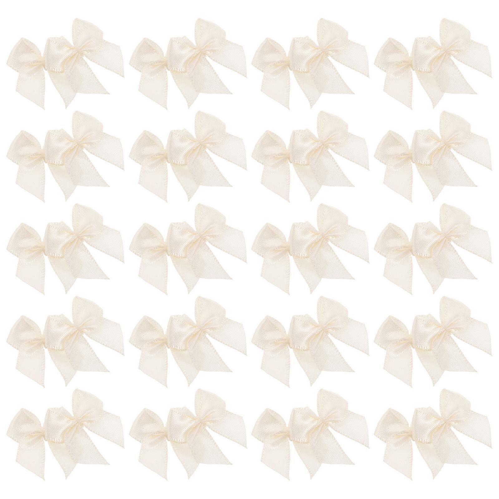 Miniature Bows 200Pcs Polyester Bows Decor DIY Crafts Accessories Hairpin Bow Beig 2.50X2.50X0.10CM