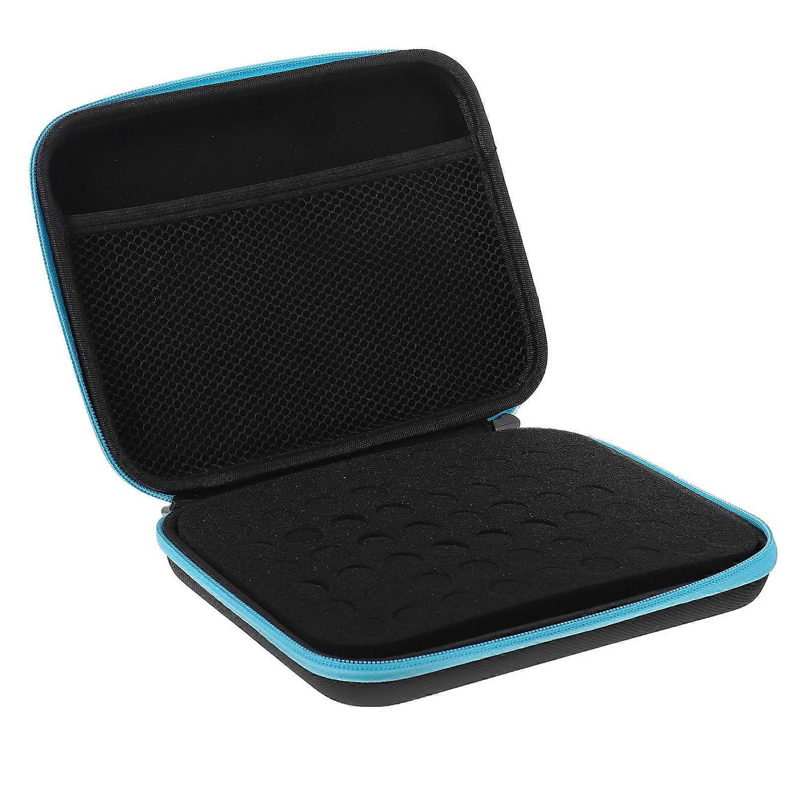 Blue Polyester Essential Oil Storage Case with Sponge Compartments for 63 Bottles 13 ml Portable