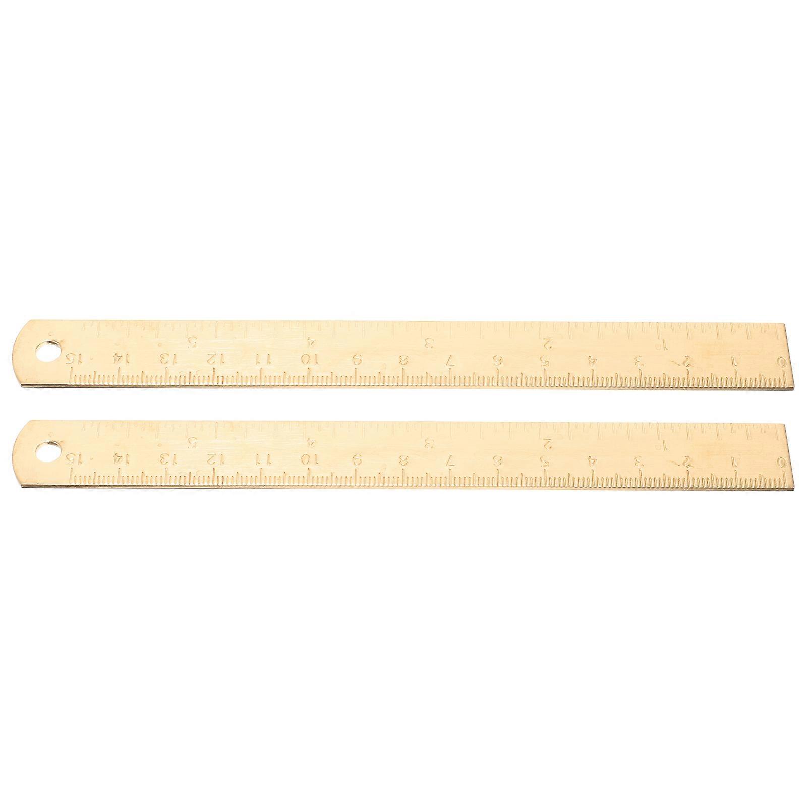 Copper Straight Ruler for Student Use Wear Resistant with Precision Scale 2 Pieces