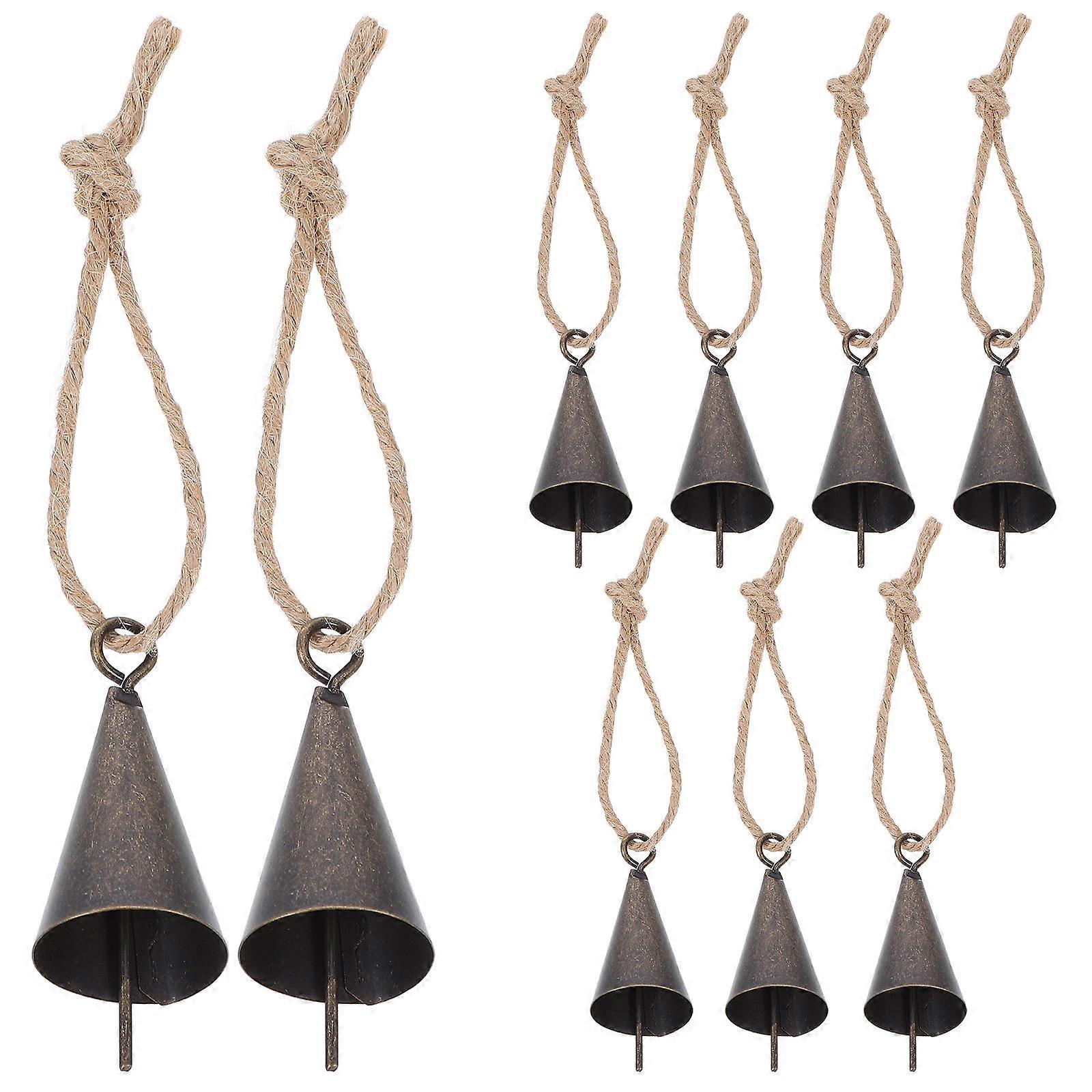 Vintage Metal Cow Bells with Jute Rope Rustic Home Decor & Event Accent Set of 1