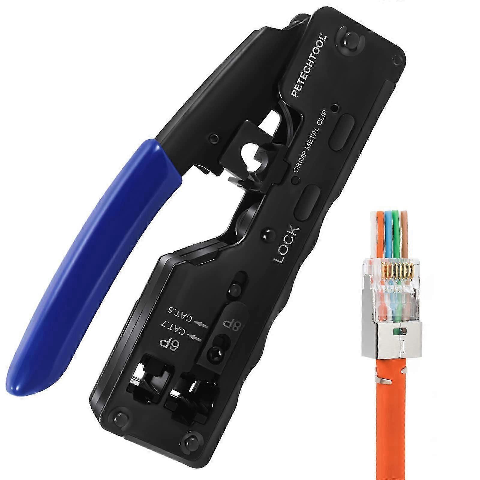 RJ45 Crimping Tool Crimping Tool for Cat7 Cat6A Cat5 Cat5e Cat6 Network RJ45 Connector and 6P Phone RJ45 Plug